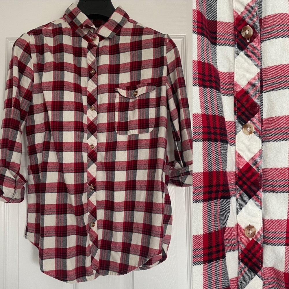 BDG | Boyfriend Fit Red and White Plaid Flannel